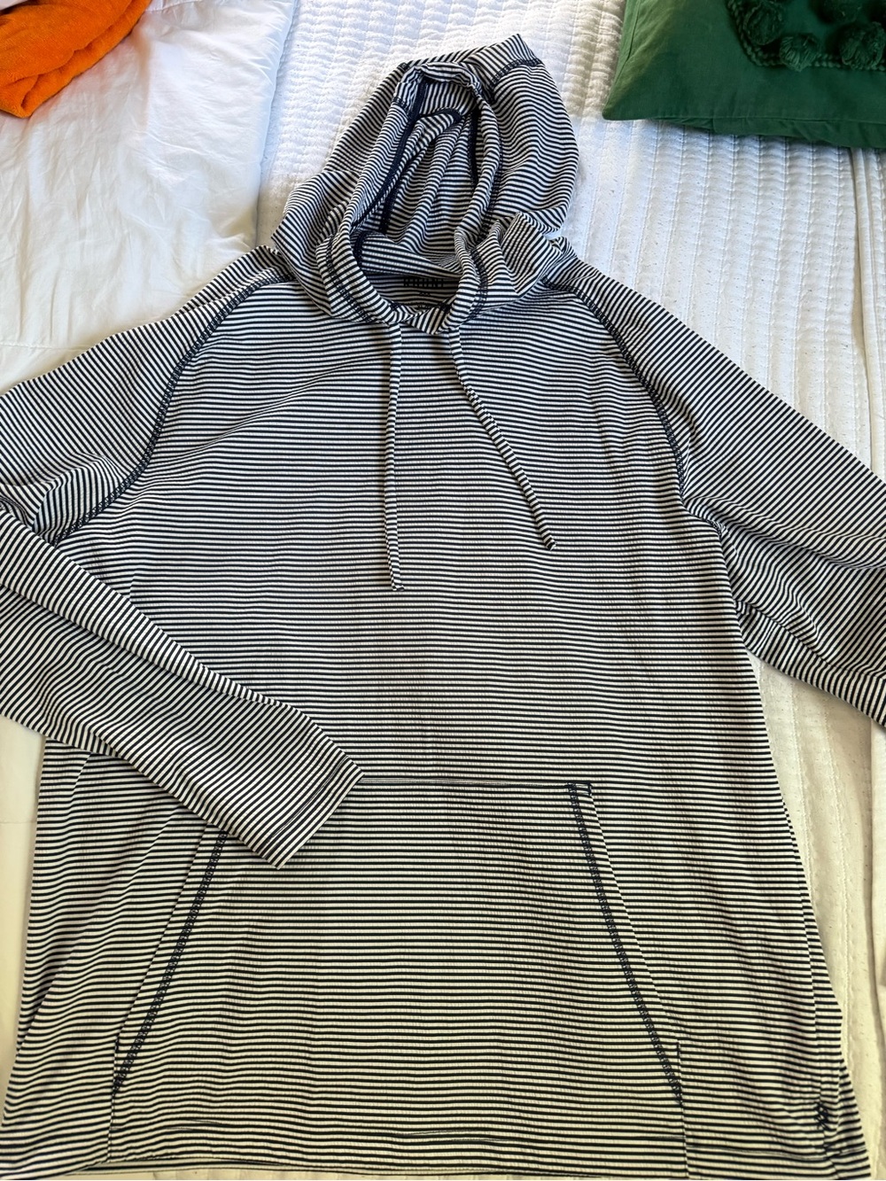 RHONE Navy & White Striped Hooded Long-Sleeve Shirt